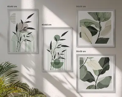 Compositions végétales bohèmes ensemble de 4 tableaux