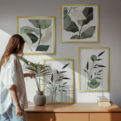 Ensemble de 4 tableaux Compositions végétales bohèmes