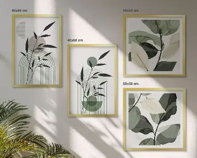 Compositions végétales bohèmes ensemble de 4 tableaux
