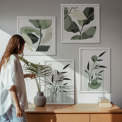 Ensemble de 4 tableaux Compositions végétales bohèmes