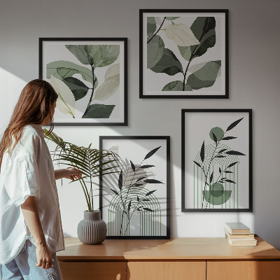 Ensemble de 4 tableaux Compositions végétales bohèmes