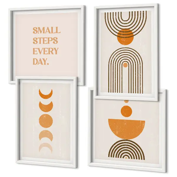 Ensemble de 4 tableaux aux motifs bohèmes minimalistes