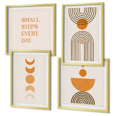 Ensemble de 4 tableaux aux motifs bohèmes minimalistes