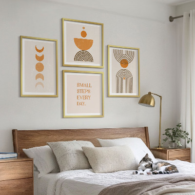 Ensemble de 4 tableaux Motifs bohèmes minimalistes