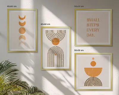 Ensemble de 4 tableaux aux motifs bohèmes minimalistes