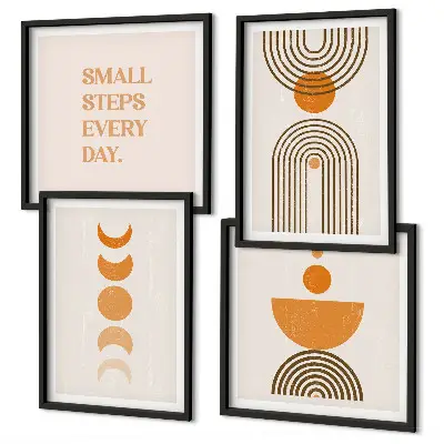 Ensemble de 4 tableaux aux motifs bohèmes minimalistes
