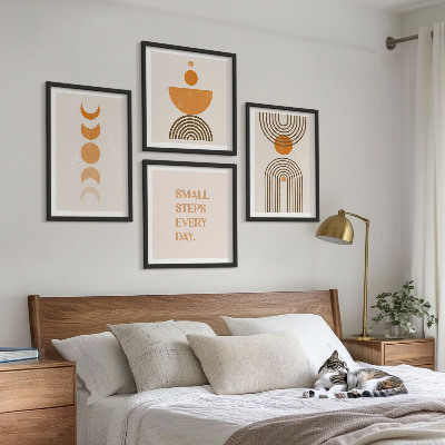 Ensemble de 4 tableaux Motifs bohèmes minimalistes