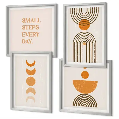 Ensemble de 4 tableaux aux motifs bohèmes minimalistes