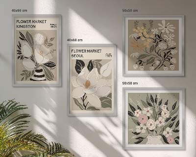 Polyptyque z cadres Fleurs rétro des villes du monde entier