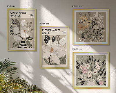 Polyptyque z cadres Fleurs rétro des villes du monde entier