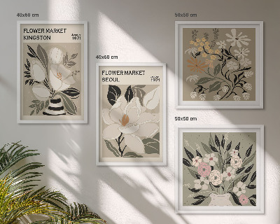 Polyptyque z cadres Fleurs rétro des villes du monde entier