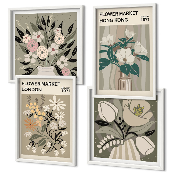 Mur de tableaux Illustrations florales londres hong kong