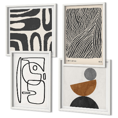 Ensemble de 4 tableaux Motifs abstraits avec des lignes