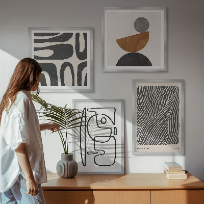 Ensemble de 4 tableaux Motifs abstraits avec des lignes