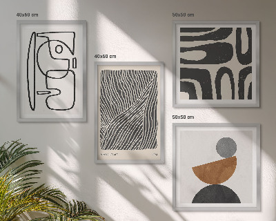 Ensemble de 4 tableaux Motifs abstraits avec des lignes