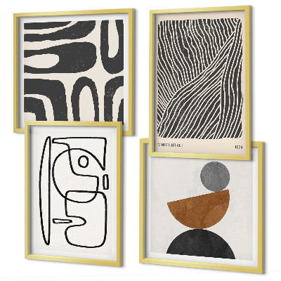 Ensemble de 4 tableaux Motifs abstraits avec des lignes