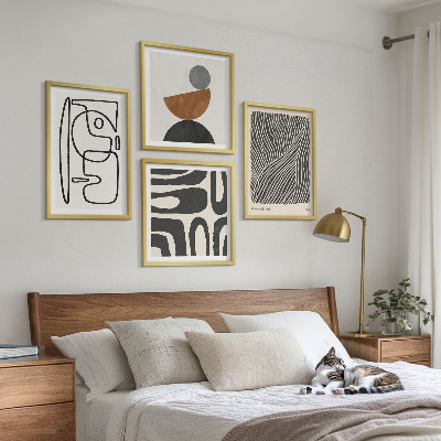 Ensemble de 4 tableaux Motifs abstraits avec des lignes