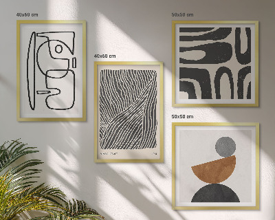 Ensemble de 4 tableaux Motifs abstraits avec des lignes