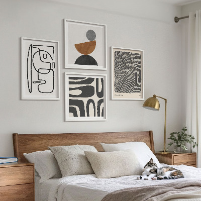 Ensemble de 4 tableaux Motifs abstraits avec des lignes