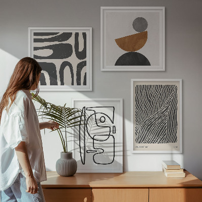 Ensemble de 4 tableaux Motifs abstraits avec des lignes