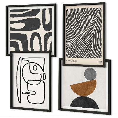 Ensemble de 4 tableaux Motifs abstraits avec des lignes