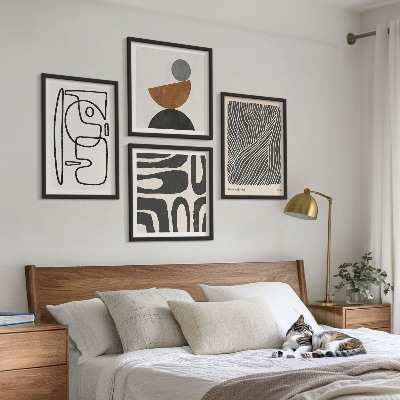 Ensemble de 4 tableaux Motifs abstraits avec des lignes