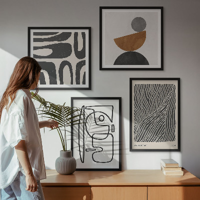 Ensemble de 4 tableaux Motifs abstraits avec des lignes