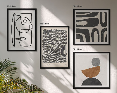 Ensemble de 4 tableaux Motifs abstraits avec des lignes