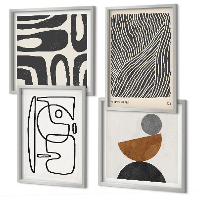Ensemble de 4 tableaux Motifs abstraits avec des lignes