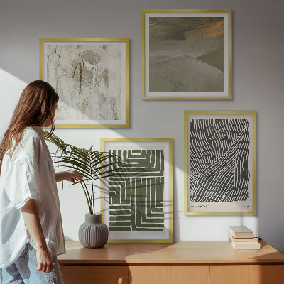 Mur de tableaux Motifs de formes en vert