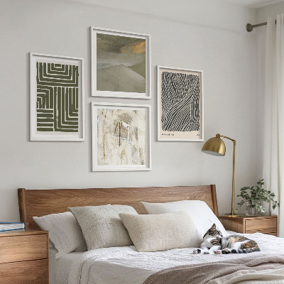 Mur de tableaux Motifs de formes en vert