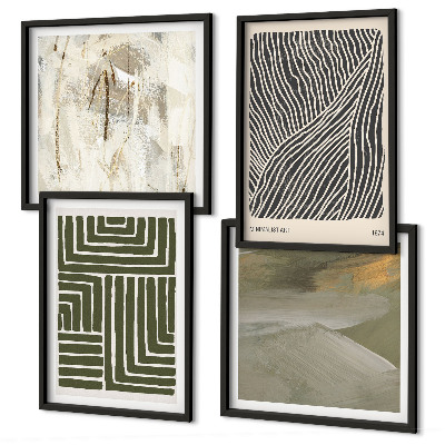 Mur de tableaux Motifs de formes en vert