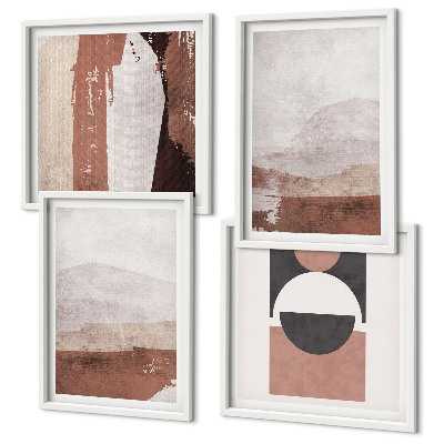 Ensemble de 4 tableaux Motifs abstraits bruns