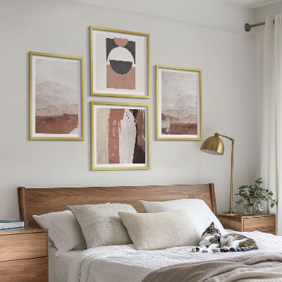 Ensemble de 4 tableaux Motifs abstraits bruns