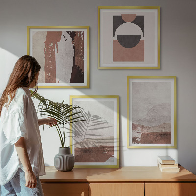 Ensemble de 4 tableaux Motifs abstraits bruns