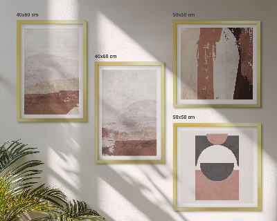 Ensemble de 4 tableaux Motifs abstraits bruns