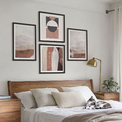 Ensemble de 4 tableaux Motifs abstraits bruns