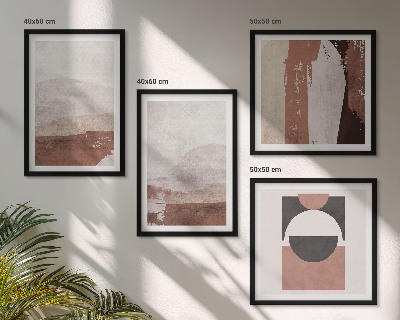 Ensemble de 4 tableaux Motifs abstraits bruns