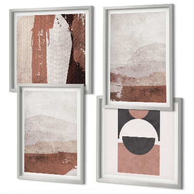 Ensemble de 4 tableaux Motifs abstraits bruns