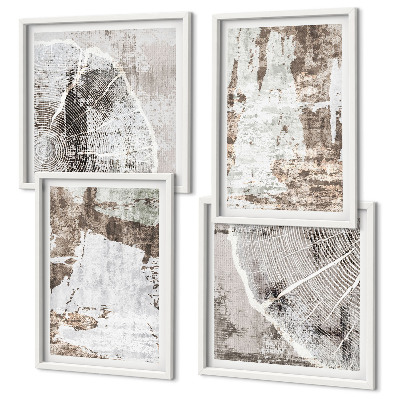 Mur de tableaux Motifs abstraits blanc brun