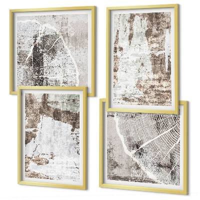 Mur de tableaux Motifs abstraits blanc brun