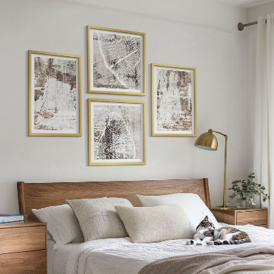 Mur de tableaux Motifs abstraits blanc brun