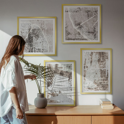 Mur de tableaux Motifs abstraits blanc brun