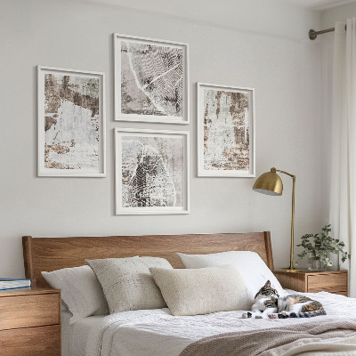Mur de tableaux Motifs abstraits blanc brun