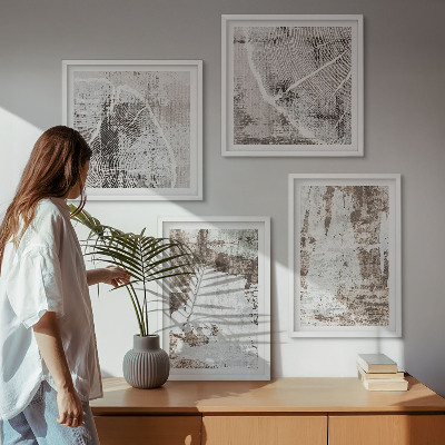 Mur de tableaux Motifs abstraits blanc brun