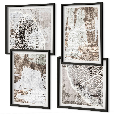 Mur de tableaux Motifs abstraits blanc brun