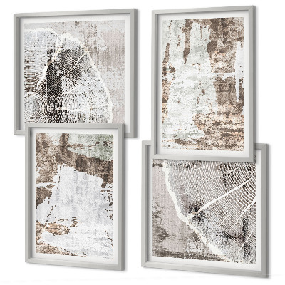Mur de tableaux Motifs abstraits blanc brun