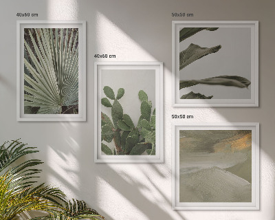 Ensemble de 4 tableaux Feuilles de plantes tropicales pastel