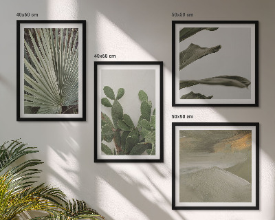 Ensemble de 4 tableaux Feuilles de plantes tropicales pastel