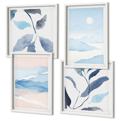 Mur de tableaux Paysages de montagne aquarelle plantes